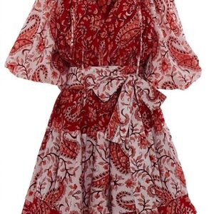 Charina Sarte Red & White Paisley Mini Dress - Sz S